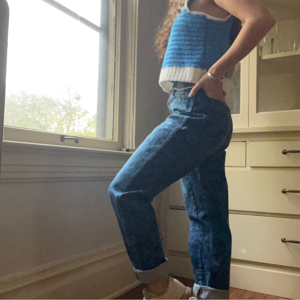 Crocheted Blue Crop Top